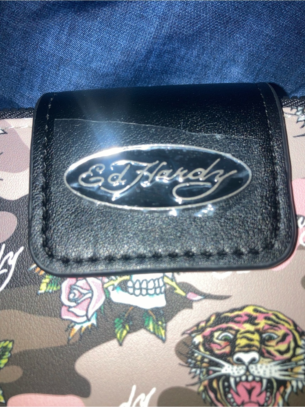 Ed Hardy Camo Print Wristlet in Pink, Brown, Black - Picture 2 of 6